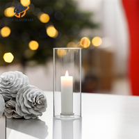 Support de bougie cylindrique de luxe en verre Hurricane, cheminée à bougie transparente ouverte, coupe-vent, pour hôtel, table, centre de table de mariage