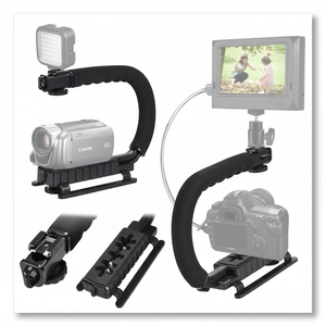 Professional <b>Video</b> Action Handle Grip Aluminum Alloy Adjustable Arm Hot Shoe Mount for <b>Video</b> <b>Camera</b> Stabilizer Support - Product Image 1