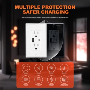 15Amp điện ổ cắm USB ổ cắm với loại loại A + Loại C DC5V / 5A treo tường ổ cắm - Product Image 2