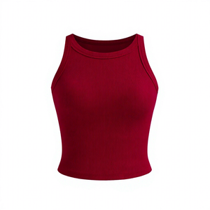 เสื้อกล้ามครอปผู้หญิง ปักโลโก้ได้ตามต้องการ ผ้าคอตตอนริบ 100% ใส่สบาย ระบายอากาศดี สำหรับฤดูร้อน ไม่มีแขน สั่งผลิตขั้นต่ำน้อย - Product Image 1
