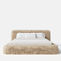 2024 Neues Modernes Luxus-Hotelbett Kingsize-Bettgestell Schlafzimmermöbel Holz-Woll-Polsterbett