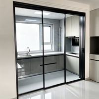 Puerta Corredera de Cuatro Paneles con Riel Oculto, de Aleación de Aluminio, Eficiente Energéticamente, con Garantía de 3 Años, para Oficina, Hotel, Villa, Pared Divisoria