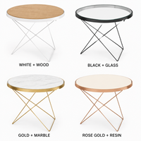 Table d'appoint ronde moderne avec cadre en métal doré et plateau en bois, marbre, bambou ou résine, table basse pour salon, OEM ODM
