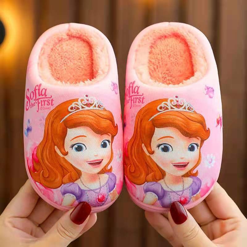 Factory Hot Sale Can Be Customized Aisha Princess Cotton Cute Cartoon Thick Warm Bedroom Slippers For Girls