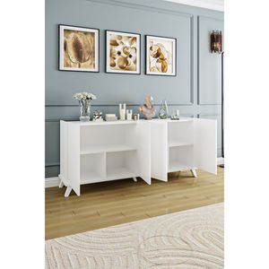 Meuble buffet de luxe à 5 portes, blanc moderne, 180 cm, table console pour salon, meuble TV - Product Image 5