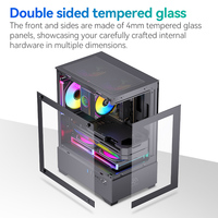 SNOWMAN CS085Dual-Chamber M ATX Mid-Tower PC Gaming Case High-Airflow Toolless Panel Sturdy Curved Tempered Glass Front ARGB FAN