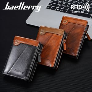 Baellerry Men's Short <b>Wallet</b> Oiled Leather <b>RFID</b> Protection Coin Purse Card Holder Spliced Design Business Everyday Use - Product Image 3