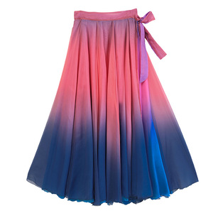 Gonna da ballo all'ingrosso a doppio strato 720 gradi, colore sfumato, vita alta, lunga e fluida <span class=keywords><strong>per</strong></span> danza latina e folk - Product Image 4