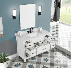 Meuble-lavabo blanc robuste de style farmhouse américain - Product Image 4