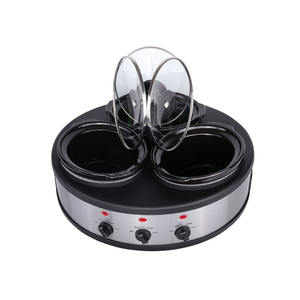 <span class=keywords><strong>Mijoteuse</strong></span> <span class=keywords><strong>triple</strong></span> de 4.5 litres avec couvercle en verre détachable 3 pots intérieurs pour buffet et réunions de famille pour la préparation des repas - Product Image 1