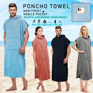 Poncho de plage à manches longues de haute qualité, serviette de bain en coton pour adultes, surf - Product Image 2