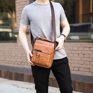 Marksman Fashion Large Capacity Sling Shoulder Bags Custom Logo High Quality PU Leather Messenger Bags For Men