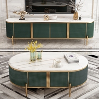 Ensemble de Table basse de qualité supérieure, couleur noire, top nordique or, Set de 4 pièces
