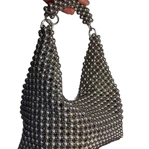 Sac Tendance 2026 Hot Selling Retro <b>Silver</b> Beaded Woven <b>Clutch</b> Bag Evening Bags Bolsas Para Mujer - Product Image 6