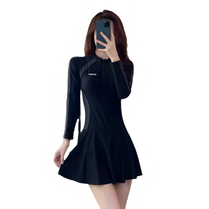 <span class=keywords><strong>Maillot</strong></span> <span class=keywords><strong>de</strong></span> <span class=keywords><strong>bain</strong></span> une pièce imprimé uni pour femme, nouvelle collection été 2026, manches longues, protection solaire, coupe conservatrice, <span class=keywords><strong>amincissant</strong></span>, dissimulant le ventre, grandes tailles XXL - Product Image 1