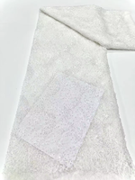 Tissu en dentelle brodé de sequins et de perles françaises, motifs floraux 3D, couleurs variées, pierres, écologique et respirant, pour robes de mariée