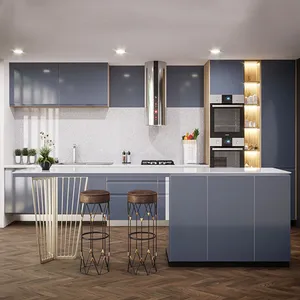 Kabinet dapur Modern kayu Solid, set dapur penuh pulau lengkap