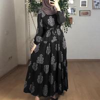 Moyen-Orient Abaya Dubai Robe pour femmes Modeste Hijab Robe Tailles 4XL et 6XL Imprimé pour l'été