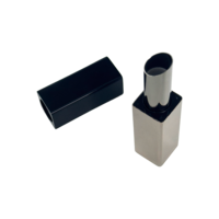Tube à lèvres carré magnétique en aluminium effet miroir de luxe, personnalisable OEM, rechargeable, étui pour baume à lèvres, emballage cosmétique, impression UV