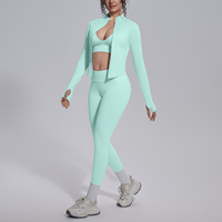Ensemble de vêtements de sport pour femmes, 3 pièces, veste zippée, ensemble de yoga, vêtements de sport pour femmes