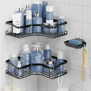 Bathroom <b>Triangle</b> Storage Rack 3 Piece Set Corner Mounted Shelf For Personal Care Products Durable Black White <b>Light</b> Gray - Product Image 1