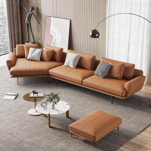 इतालवी लक्जरी अनुभागीय सोफे अनुकूलन मॉड्यूलर सेट लिविंग रूम चमड़े के सोफे सेट - Product Image 2