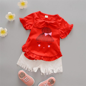 Vêtements de sport formels pour enfants de Shenzhen, t-shirts en coton et polyester mélangés et pantalon blanc, ensemble pour enfants - Product Image 1