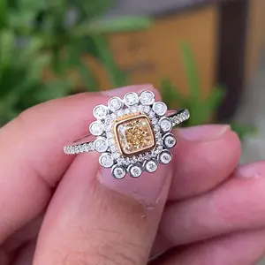 free shipping jewelries with discounts real 18k white gold natural yellow diamond wedding rings for women
