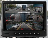 DVR de sécurité multifonctionnel pour véhicule 4G WiFi ADAS, détection de sortie de voie BSD, détection d'angle mort, avertissement de fatigue DMS, 360° °   Écran partagé