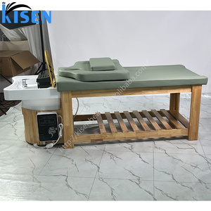 Kisen salón diseño superior muebles de madera personalizar champú cama mesa para la cabeza spa fumigado belleza facial - Product Image 5