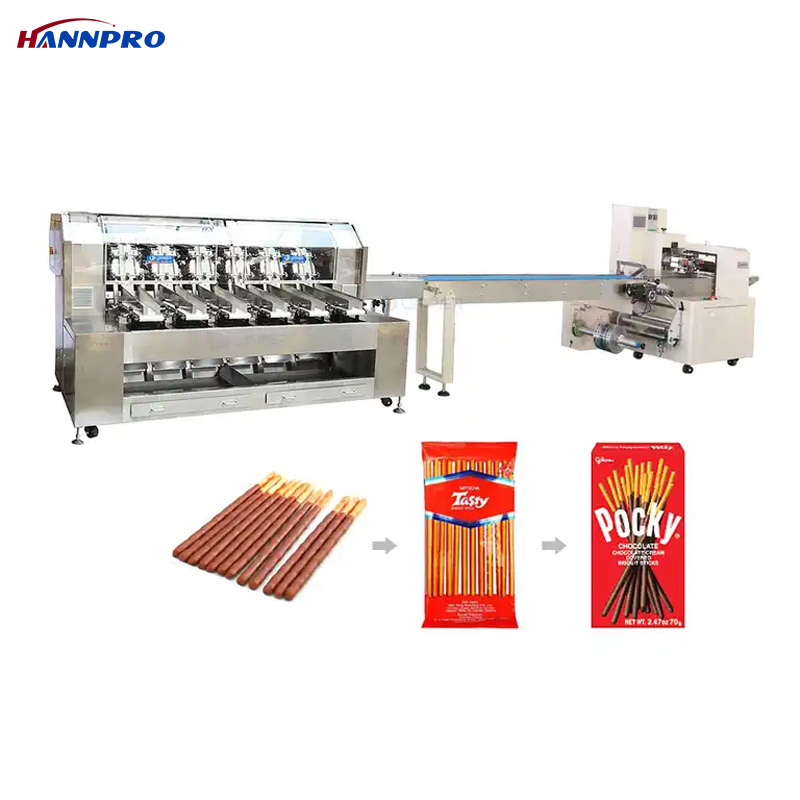 HANNPRO wafer roll snack stick macchina per confezionare pocky bread biscuit stick latte grissino macchina per l'imballaggio