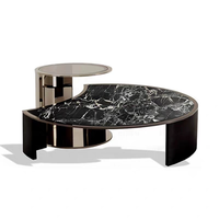 Ensemble de tables basses gigognes modernes et durables avec plateau en verre et structure en acier inoxydable pour salon, villa, hôtel et appartement