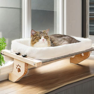 Posatoio regolabile per finestre in legno grandi gatti per interni con davanzale per finestre con amaca per gatti e comodi posti a sedere sul davanzale - Product Image 5