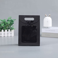 Sac cadeau avec fenêtre pour fleuriste, emballage de bouquet en papier spécial, sac de présentation transparent avec fenêtre, sac fourre-tout minimaliste à rabat noué avec un nœud