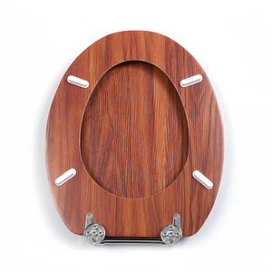 ידידותי לסביבה 19 ''גלוס גבוה יצוק מושב אסלה עץ עם חום כהה גימור טואלט עץ עם צירים מתכת - Product Image 4