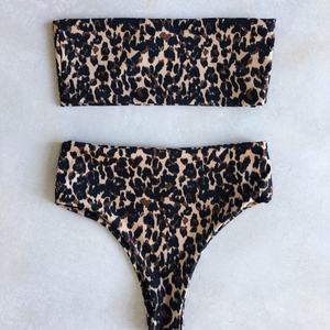 ชุดว่ายน้ำฟิตเนสสำหรับผู้หญิง แบบทูพีซ บิกินี่แบบ Bandeau ผ้ายืดสแปนเด็กซ์/โพลีเอสเตอร์ แห้งเร็ว - Product Image 3