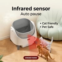 Kotak Pasir Kucing Pintar Otomatis Bersihkan Diri Sendiri, Terbuka di Atas, Besar, Penghilang Bau, Pelacakan Data Real-Time, Kontrol Aplikasi WiFi Grosir