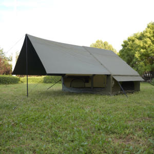 Tente de camping gonflable verte 6,3 m² avec auvent, porte simple, sans fenêtre, en tissu Oxford 300D et colonnes d'air en PVC – Offre spéciale - Product Image 3