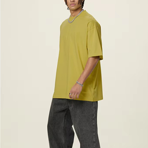 Yingling T-shirt da uomo personalizzata con logo, traspirante, colori vivaci, oversize, vintage, 210G, taglio corto, in Sorona, verde menta, fresca, ad asciugatura rapida, pesante, vestibilità squadrata - Product Image 2