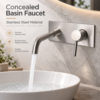 Robinet de lavabo encastré en acier inoxydable avec cartouche céramique, mitigeur mural chaud/froid pour projets hôteliers OEM ODM