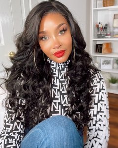 Pelucas frontal de cabello rizado onda de agua cutícula alineada Cierre de encaje Peluca de cabello humano moda sin procesar virgen brasileño Silly HD encaje - Product Image 1