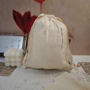 Custom Logo Printing Cotton Linen Gift Cosmetic <b>Drawstring</b> <b>Bag</b> Muslin Jewelry <b>Makeup</b> Pouch - Product Image 2