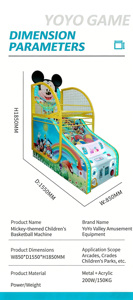 Machine d'arcade de basket-ball à monnayeur pour enfants, design <span class=keywords><strong>Mickey</strong></span>/Panda, construction en plastique, garantie 1 an, pour usage intérieur des enfants - Product Image 2