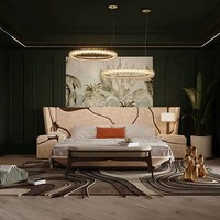 Ensemble de lit pour villa moderne Italie haut de gamme et élégant beige Ensembles de chambre à coucher Queen Size de haute qualité Royal king size
