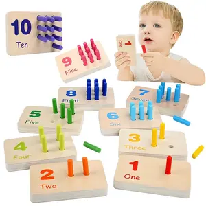 TS Preschool Educational Toys Wooden Math And Numbers Counting Teaching Peg Board Montessori Learning Manipulatives For Kids