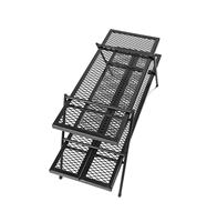 Grille de feu de camp pliante en acier robuste, grille de camp portable pour la cuisson à flamme nue en plein air
