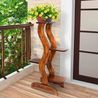 Support de fleurs d'intérieur en bois rustique à 2 niveaux pour les plantes du salon Pots en bois de qualité supérieure