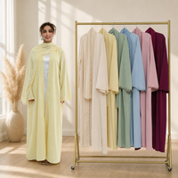 Ensemble Abaya ouverte 2 pièces avec dentelle florale et hijab assorti, style Dubaï, tenue modeste pour femmes musulmanes, vêtements islamiques – Nouvelle collection populaire