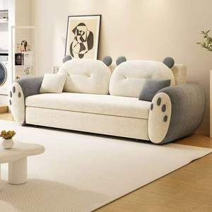 Panda Theme Two Seat Fabric Extendable Sleeper <b>Sofa</b> <b>Bed</b> Reclining Couch Adjustable Height Dual Function for Living Room Bedroom - Product Image 2