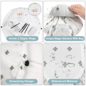 Lazy <b>Drawstring</b> <b>Makeup</b> <b>Bag</b> Large Capacity Waterproof Portable Cosmetics Storage Pouch for Women and Girls - Product Image 5